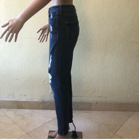 Hollister Women’s Size W30(11) Blue Ripped Skinny Jeans Pants Elastic Waist - Picture 3 of 16